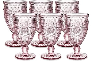 Kingrol 6 Pack Vintage Pink Water Goblets