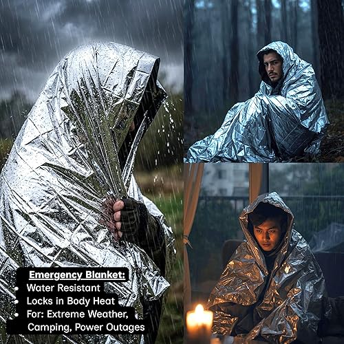 Miniatura 2 de Kit de emergencia para tormentas – 15 en 1 esenciales para cortes de energía, huracanes y preparación para desastres, agua, electrolitos, manta de