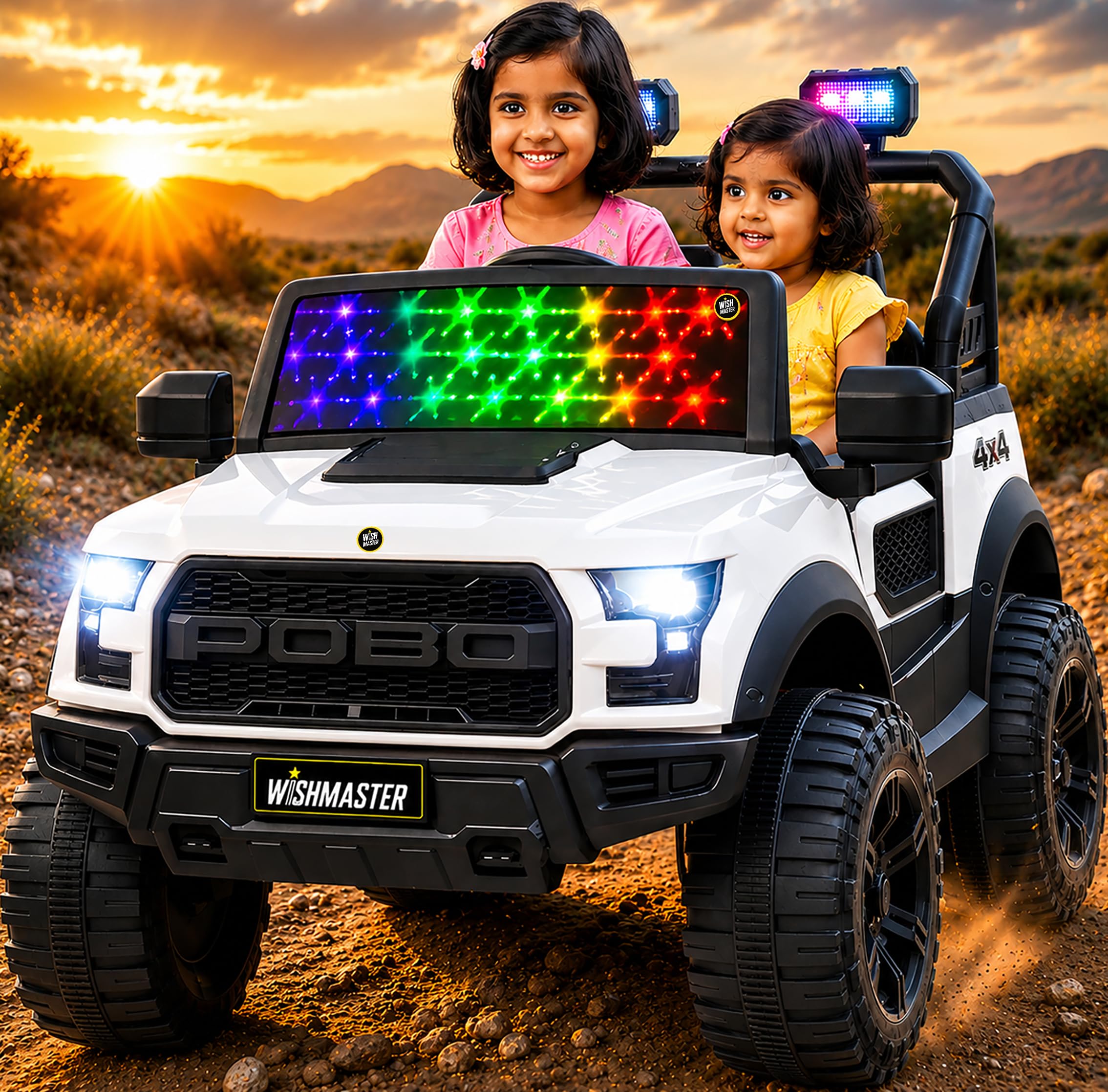 Wish Master 4x4 Off-Road Electric Ride-On Jeep for Kids | 12V Battery, Remote & Manual Drive | Big Size Jeep with Music, Lights & Safety Belt | EV Cars for Kids-image-11