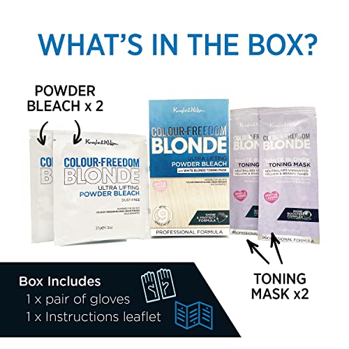 Colour Freedom Blonde Ultra high lift Hair Bleach powder and White Blonde Neutralising Toner pack. Up to 9 levels of lift, By Knight & Wilson - Image 3