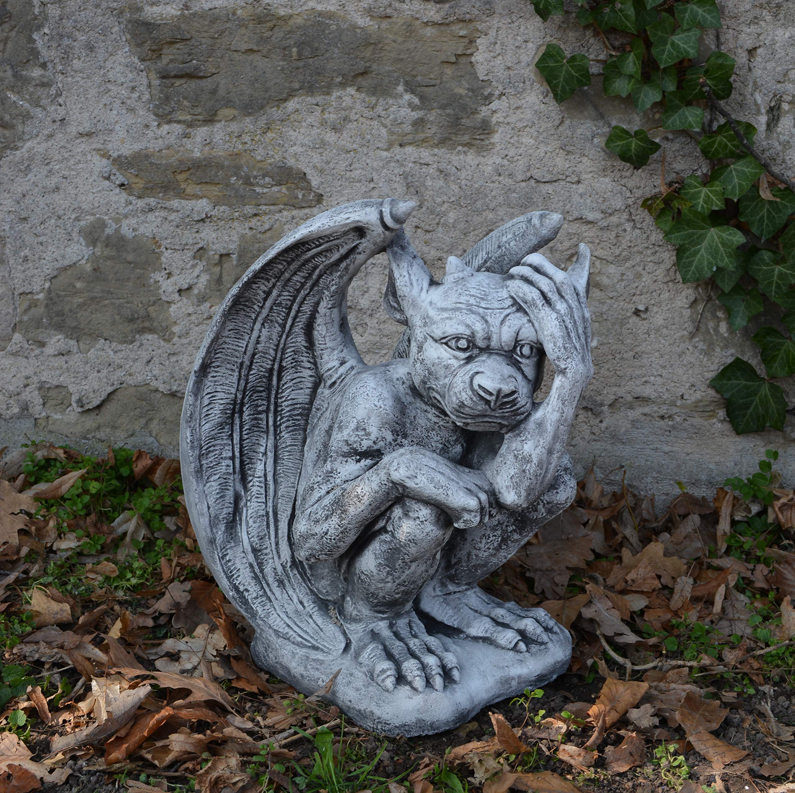 gartendekoparadies.de Duża masywna figurka kamienna Gargoyle – przemyślana figurka z odlewu kamiennego odporna na mróz