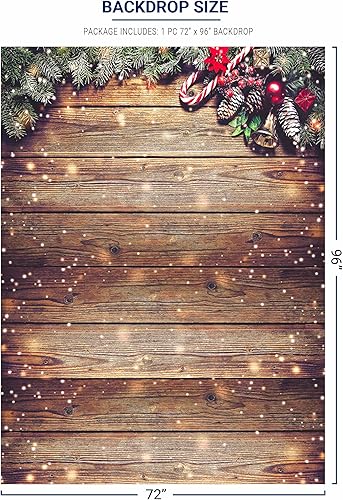 Miniatura 9 de Allenjoy Fondo de madera de Navidad con purpurina dorada de 5 x 7 pies, diseño de copos de nieve, fondo de madera vintage para retratos de niños,