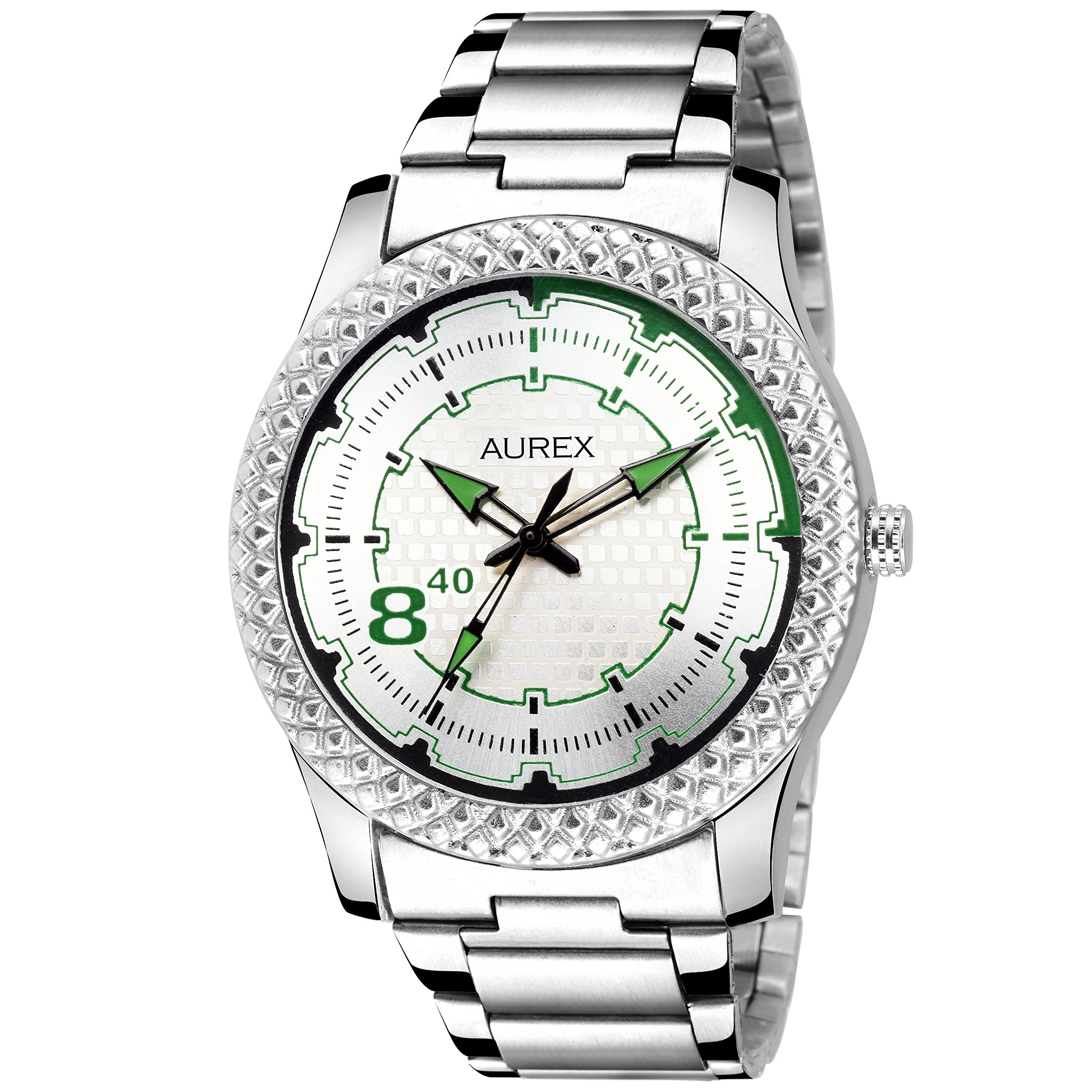 AUREX Awesome Analog White+Green Dial Mens and Boys Watch (AX-GR142-WGRC) (B07DHPX3NN) Amazon Price History, Amazon Price Tracker