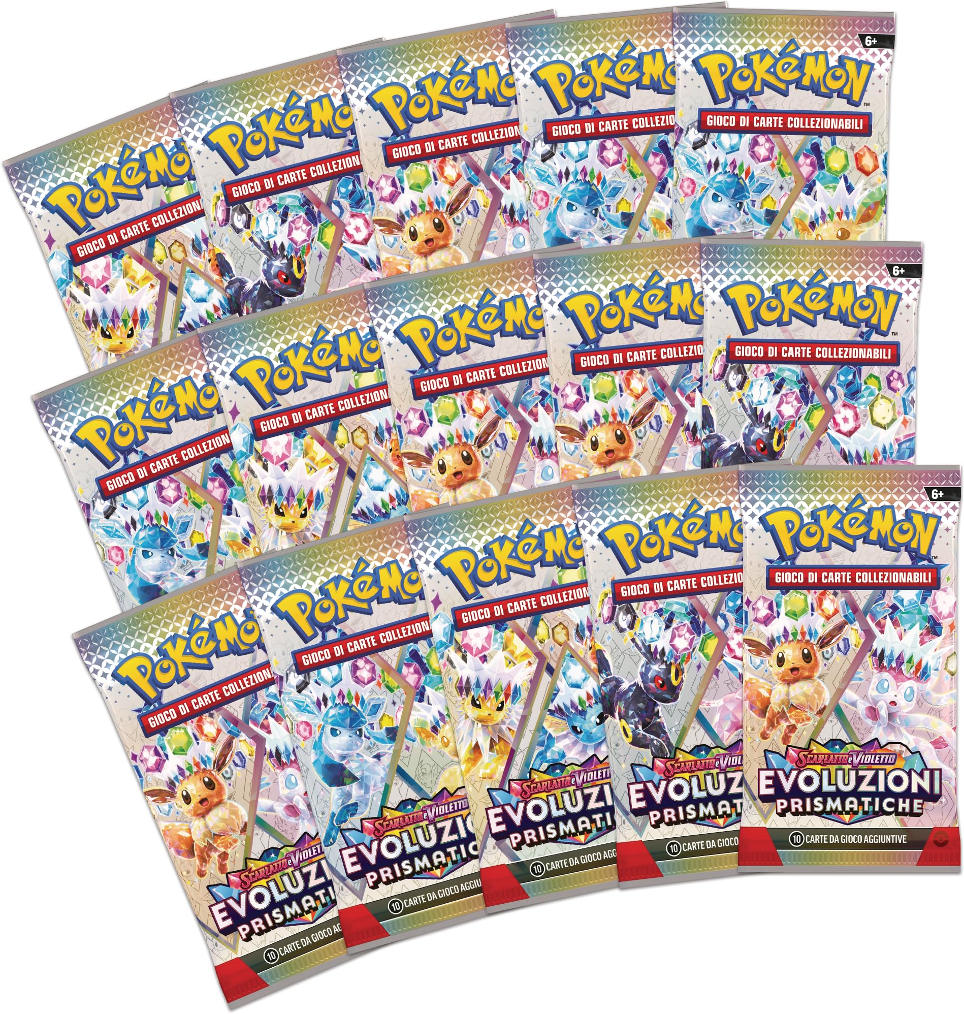 Pokémon GCC: collezione super premium Scarlatto e Violetto - Evoluzioni Prismatiche - una carta promozionale olografica a figura intera, un morbido portamazzo ispirato a Eevee e 15 buste di espansione