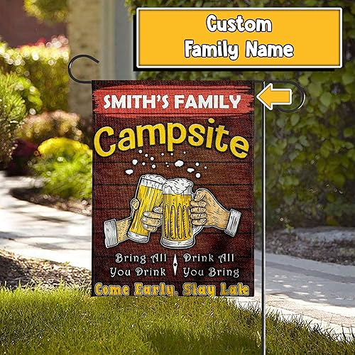 Miniatura 4 de Divertidas banderas de jardín para campamento, simplemente otro bebedor de cerveza, decoraciones de campamento en campistas para amantes del