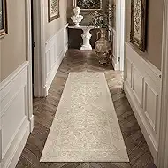 Non Slip 2x6 Kitchen Runner Rug for Hallway Washable Laundry Room Rug Vintage Distressed Floral Carpet for Entryway, Bathroom, Kitchen Rugs for Floor Beige