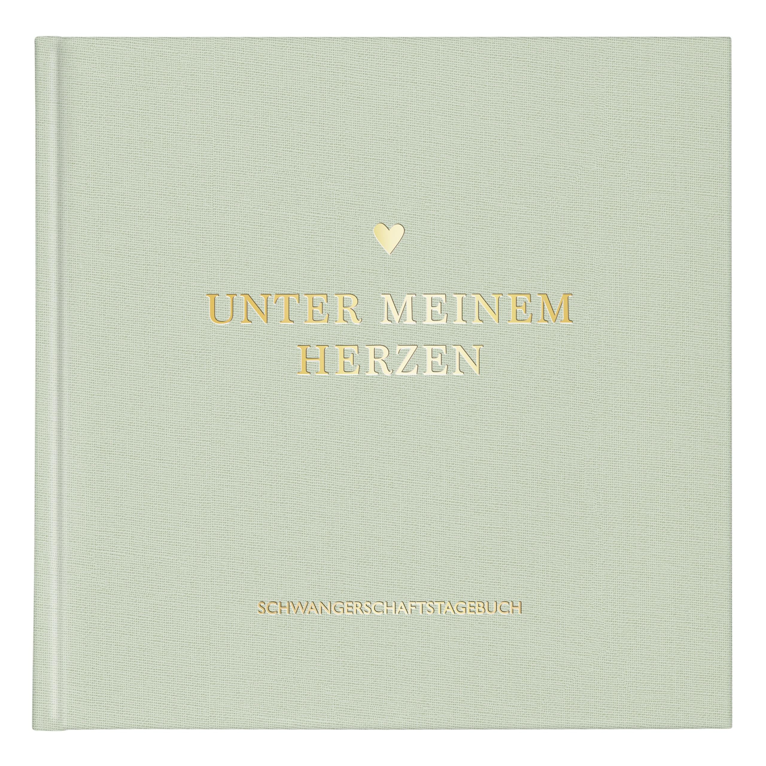mintkind® Schwangerschaftstagebuch Salbei Leinen – Tagebuch Schwangerschaft mit 112 Seiten, Sticker Set, Erinnerungsbuch für Schwangere, Geburtsvorbereitung, Babybauch Buch