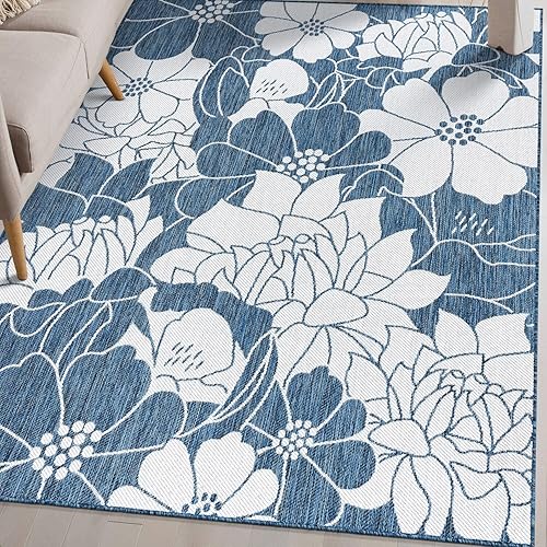Miniatura 2 de Rugshop Alfombra moderna con textura de flores florales, fácil limpieza, para exteriores, terraza, patio, patio trasero, interiorexterior, 7 pies 10