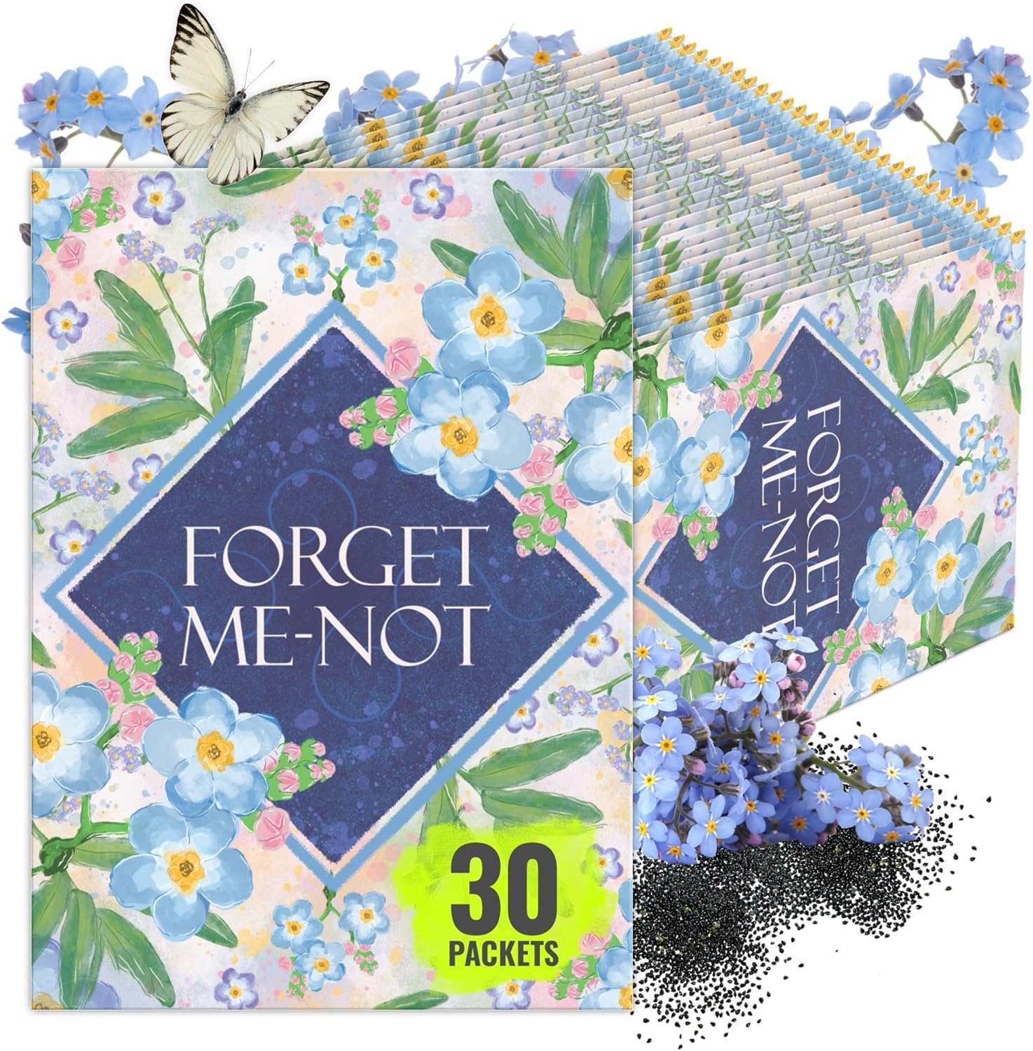 Seed Needs Forget Me Not Seed Packet Favors - Thoughtful Gifts/Handouts for a Memorial or Funeral Service to Remember Loved Ones - Sowing Seeds in Remembrance (30 Packets)