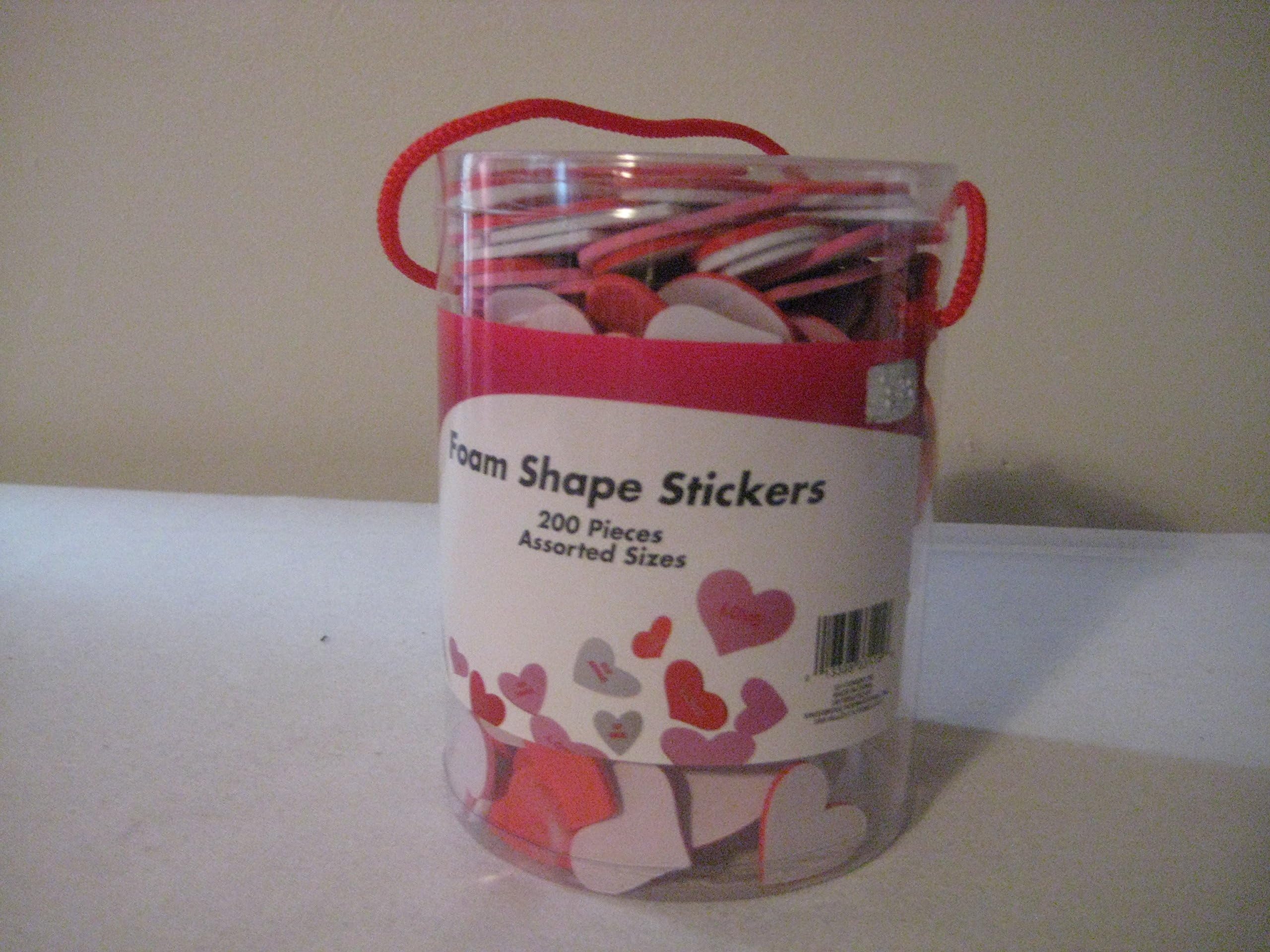 Red Foam Heart Stickers Assorted Sizes, Printed Messages, Pink