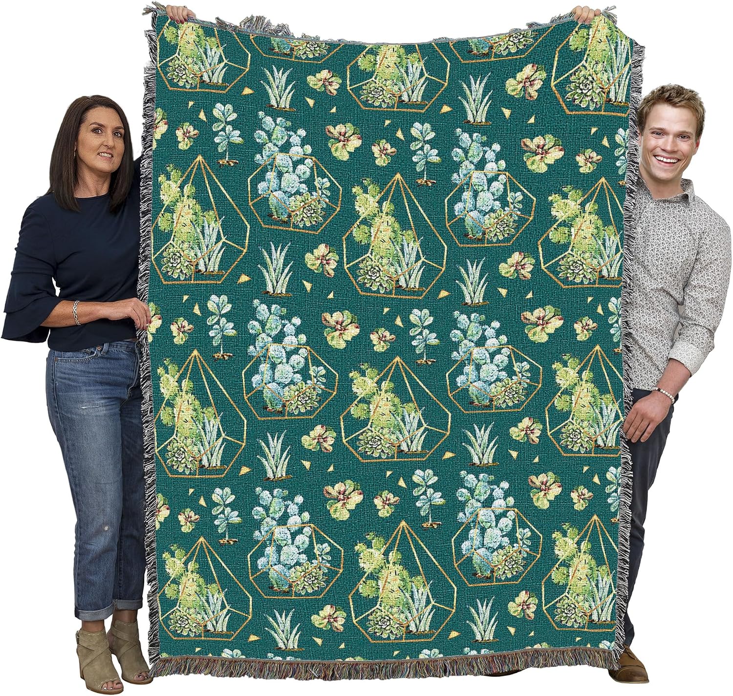 Pure Country Weavers Succulent Pattern - Floral Gift Tapestry Throw Blanket Woven from Cotton - Made in The USA (72x54)
