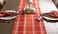 Vista 4 de DII Thanksgiving & Fall Table Decoration Autumn Farmhouse Plaid, Table Runner, 14x72, Orange Plaid