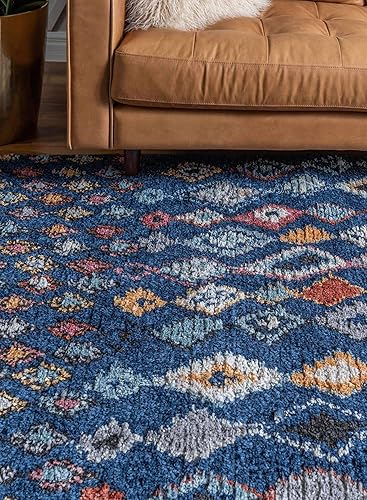 Miniatura 6 de Unique Loom Morocco Collection - Alfombra abstracta tribal, bohemia, 5 pies 0 pulgadas x 8 pies 0 pulgadas, azul marinonegro