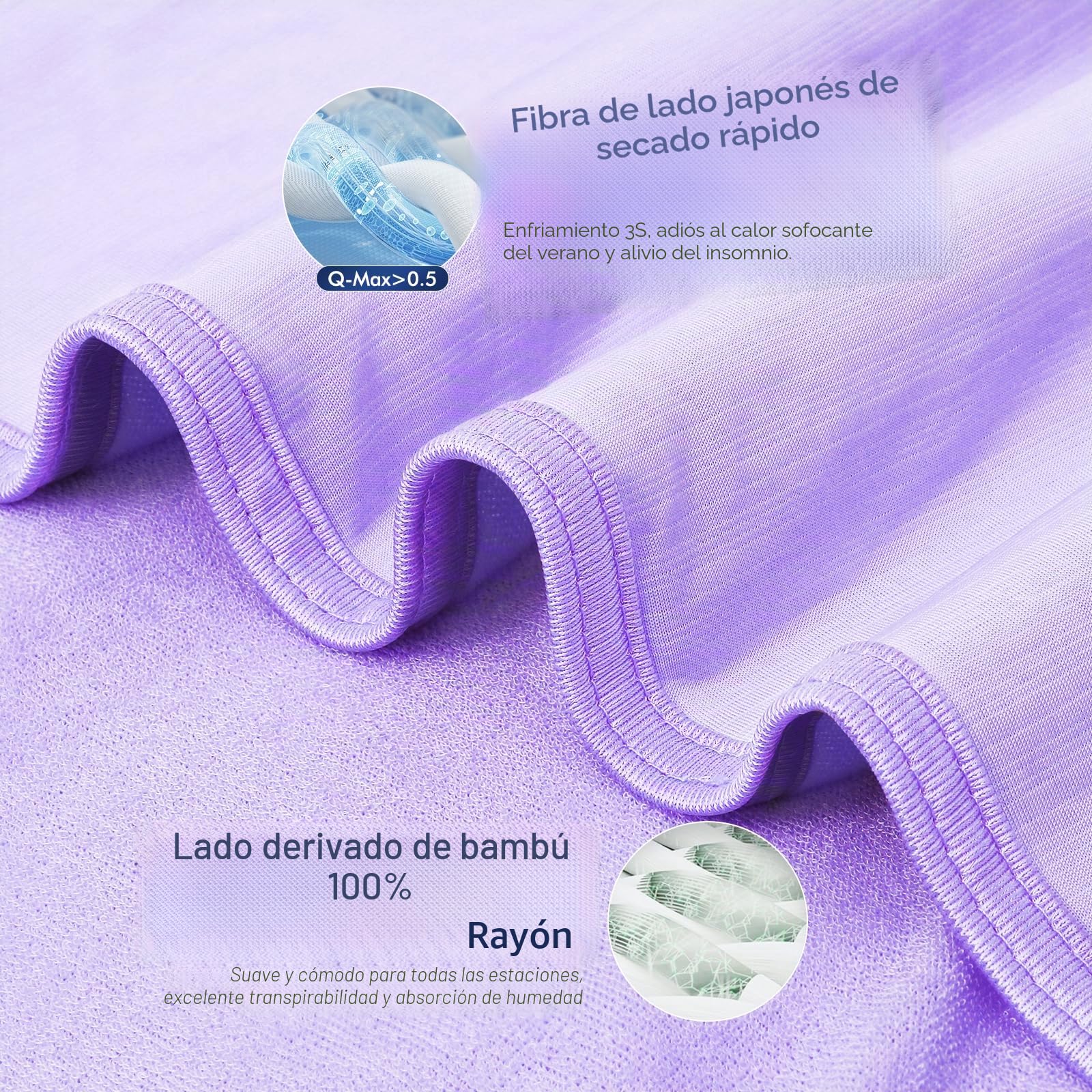 Avoalre Manta Verano con Fibra de Enfriamiento Japonesa ARC-Chill, Q-MAX 0.3, Ambos Lados Súper Suave Transpirable, Antiestática Ayudar a Dormir, para Cama Sofá Coche Viaje, 200 * 220CM, Púrpura