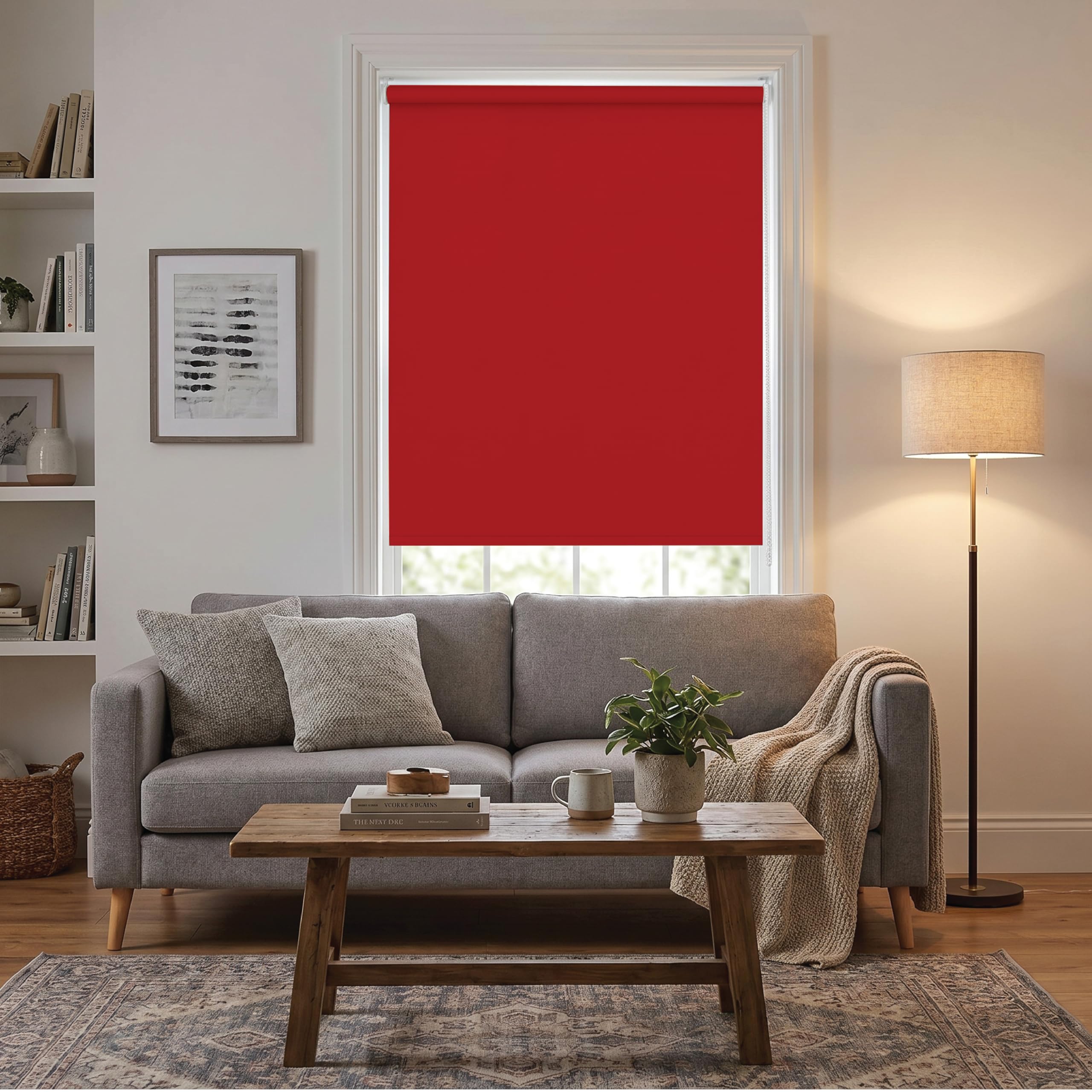J.Din Thermal Insulated Blackout Roller Blind Red, W 115cm x L 210cm