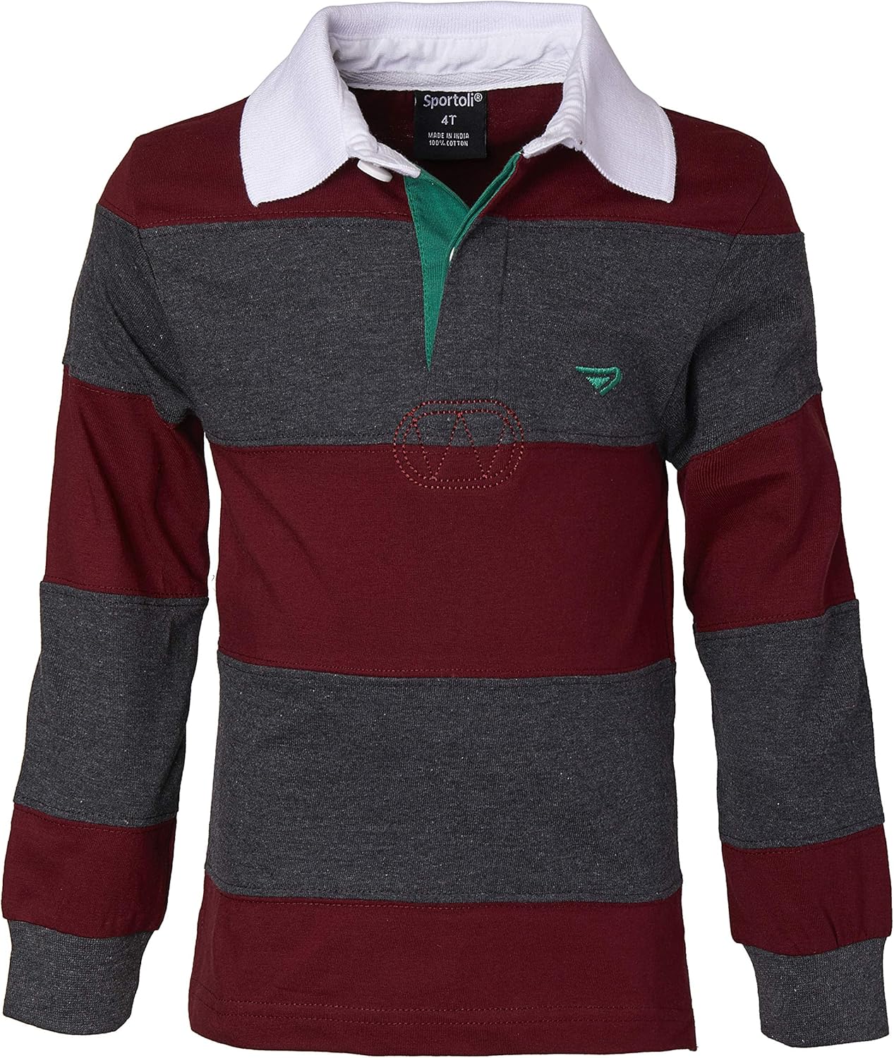 Sportoli Boys Cotton Wide Striped Long Sleeve Polo Rugby Shirt Sportoli Boys Cotton Wide Striped Long Sleeve Polo Rugby Shirt