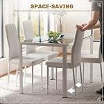 HOMCOM Dining Table Set for 4, 5-Piece Rectangular Glass Kitchen Table and Chairs with Metal Frame and Faux Leather Upholstery for Dining Room, Living Room, White