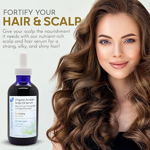 Miniatura 4 de Blue Beautifly Aceite orgánico Amla para suero del cuero cabelludo, fortalece los folículos pilosos, restaura el crecimiento y trata la caspa,