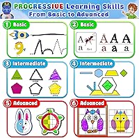 Vista 6 de Curious 2 Learn Montessori Busy Book para niños de 3 a 5 años – Carpeta de aprendizaje preescolar premontada con 28 actividades, bolsa de viaje y 8