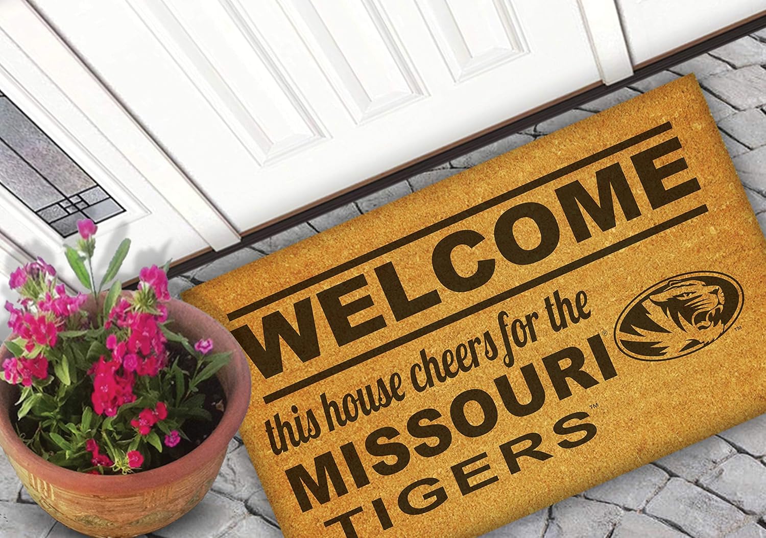 KH Sports Fan Missouri Tigers Welcome Coir Doormat, 18x30 Inches, Tigers Outdoor Rug; Display Your Team Spirit with This Unique Missouri Tigers Doormat