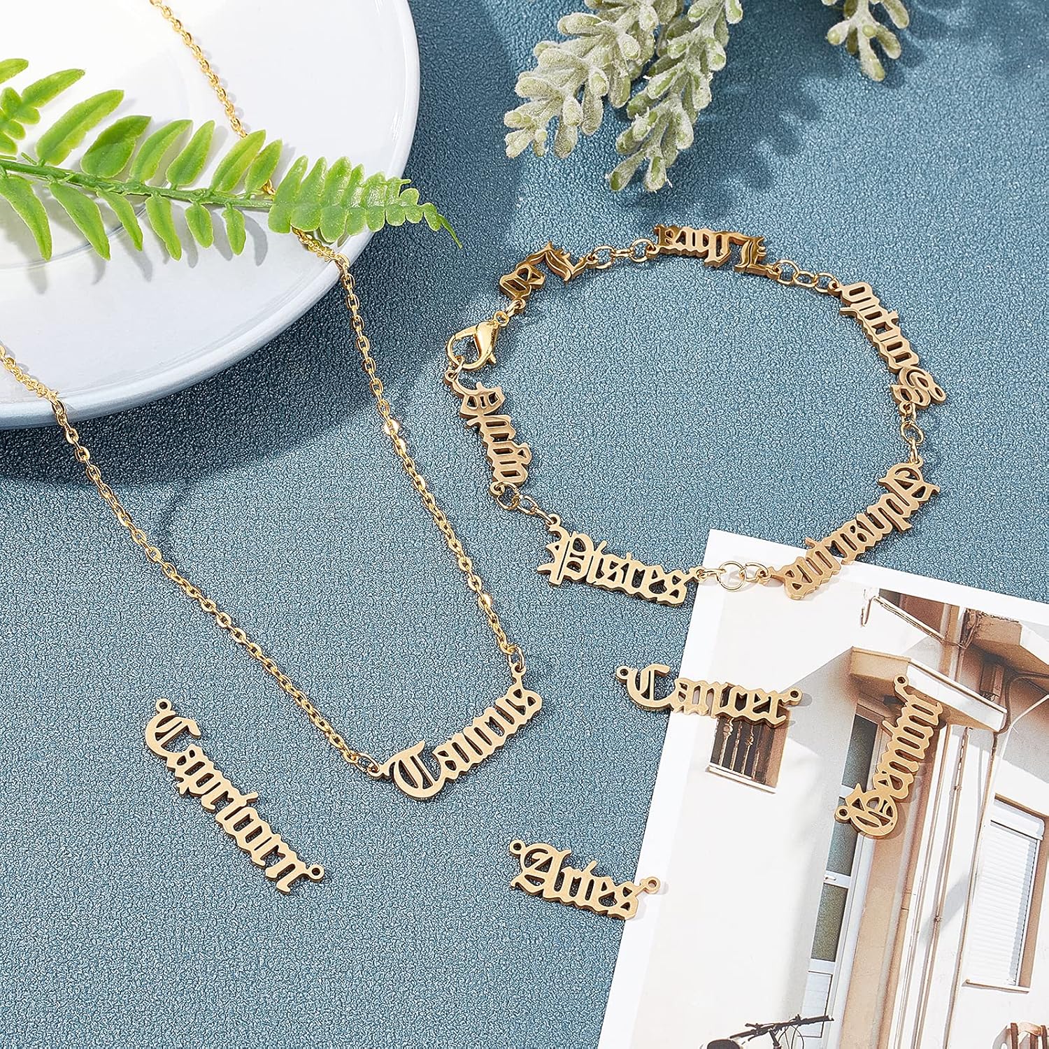 UNICRAFTALE 12pcs Golden 12 Constellations Links Stainless Steel Connectors Zodiac Sign Linking Charms for Jewelry Making Hole 1.2mm - Image 4