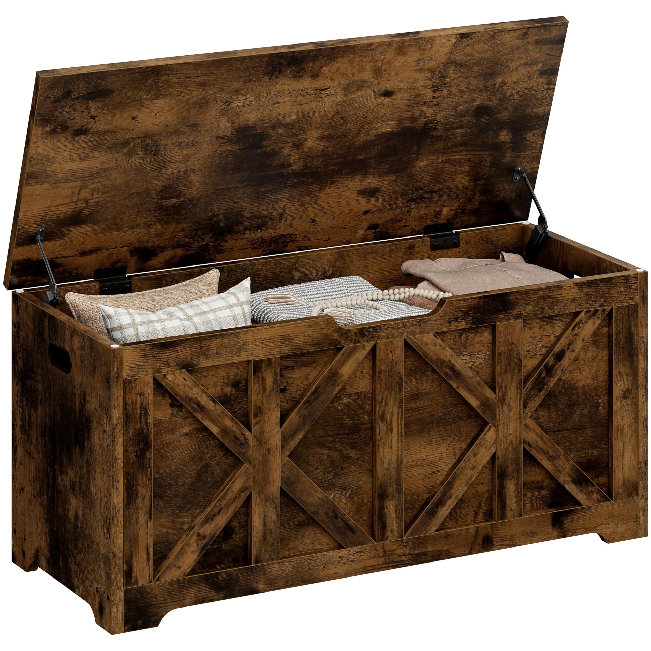 Yaheetech Storage Chest Blanket Box, 132L, 40x100x46.5cm, Rustic Brown