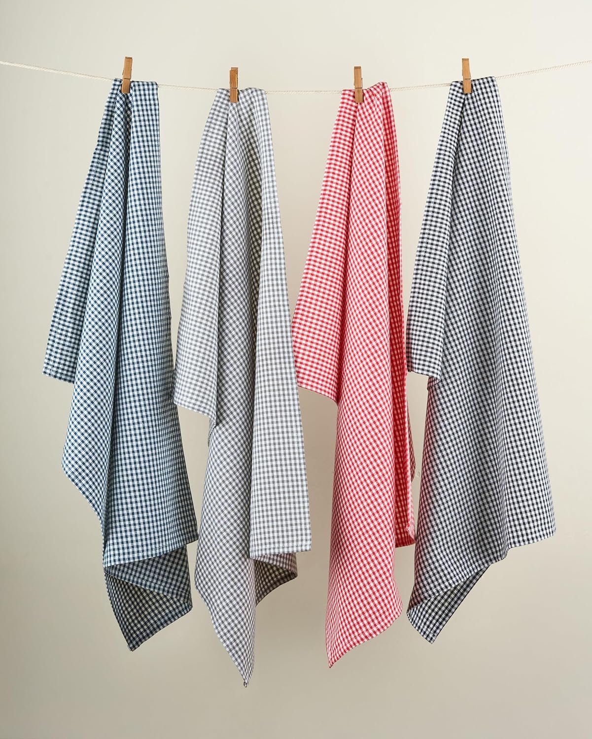 Kitchen Towel Set – Pack of 6 (22’’ x 32’’) Extra Large Jumbo Premium Cotton Dish Towels for Kitchen – Flat Check Towels – Absorbent – 100% Cotton – with Hanging Loop-Navy