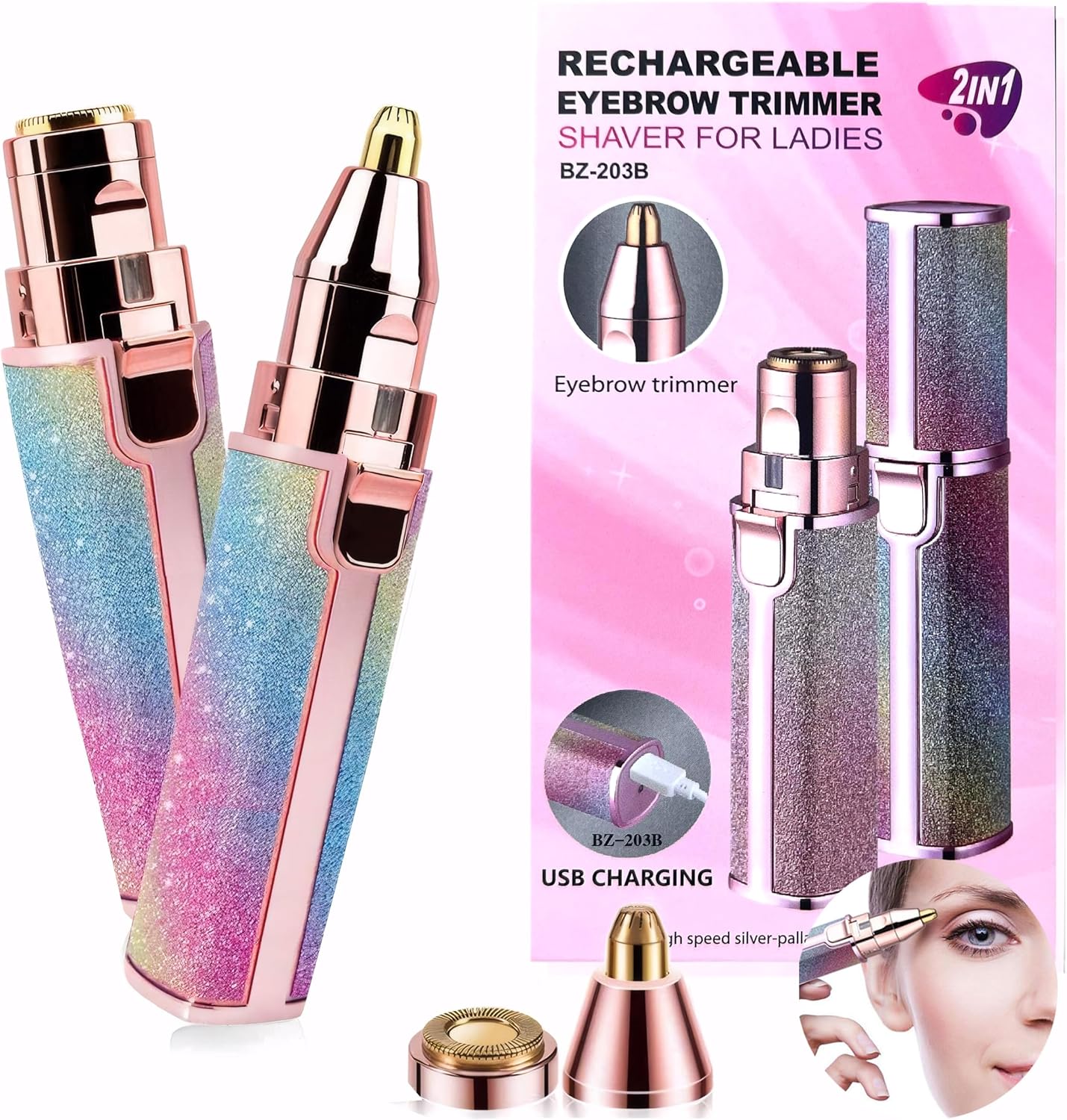 Electric Eyebrow Razor, Nose Trimmer, Nasal Hair Remover, Epilator Eyebrows Lip Fuzz, Remover Shavers Clippers Epilators Hair Removal for Women Sensitive Beauty Accessories Tools