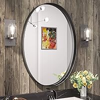 Vista 38 de TETOTE Espejo de marco negro de 16 x 24 pulgadas, espejo de tocador de baño para pared, moderno espejo rectangular de esquina redonda con marco