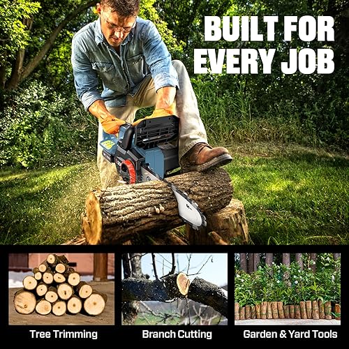 Miniatura 8 de SENIX Motosierra inalámbrica, motosierra de batería de 20 V y 10 pulgadas, motosierra sin escobillas, incluye batería de 2.5 Ah y cargador,