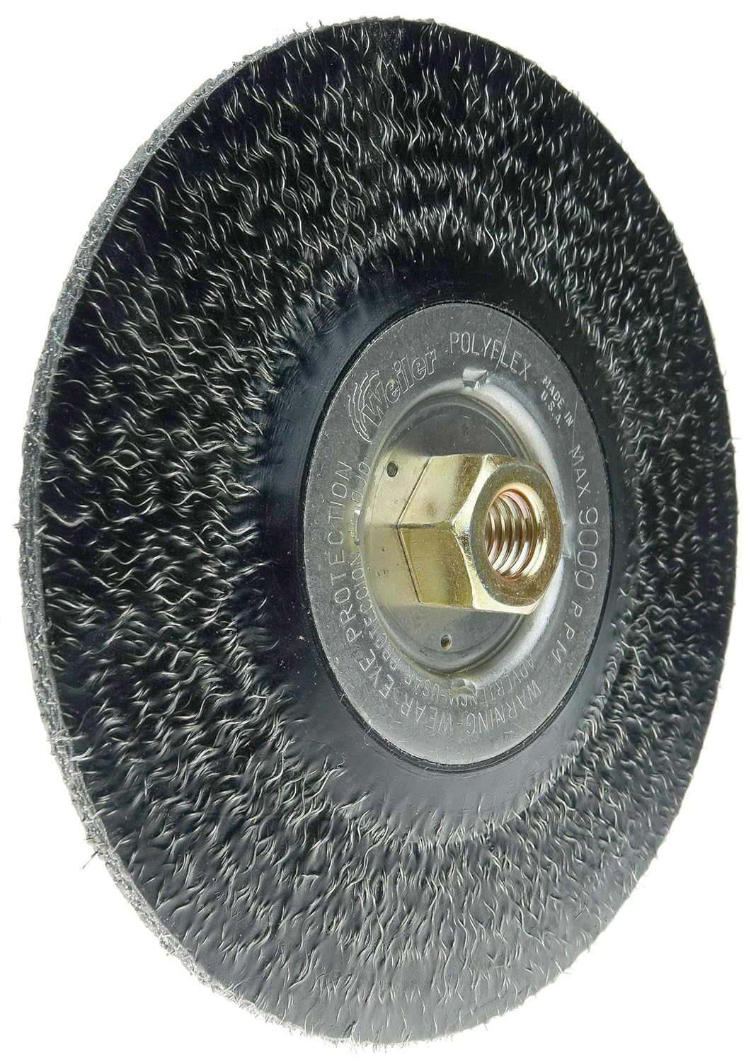 Weiler 35216 Polyflex Encapsulated Root Pass Weld Cleaning Brush 7", 0.014" Steel Fill, 5/8"-11 UNC Nut, Made in The USA (Pack of 5)