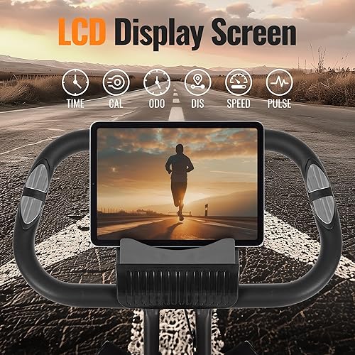 Miniatura 4 de Bicicleta estática plegable, bicicleta estática reclinada con resistencia magéntica ajustable de 10 niveles y banda de resistencia de brazo,