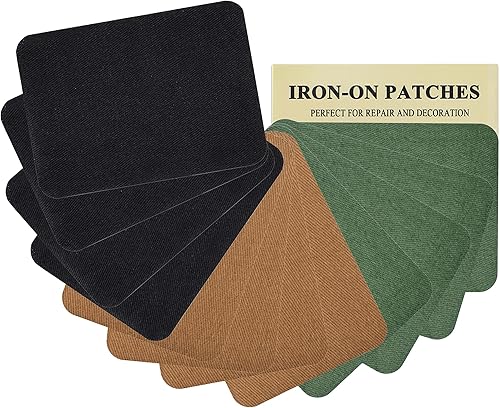 Vista 15 de 12 piezas de parches termoadhesivos de tela de alta calidad, pegamento fuerte, kit de decoración de reparación 100% algodón, tamaño 3 x 4-1/4