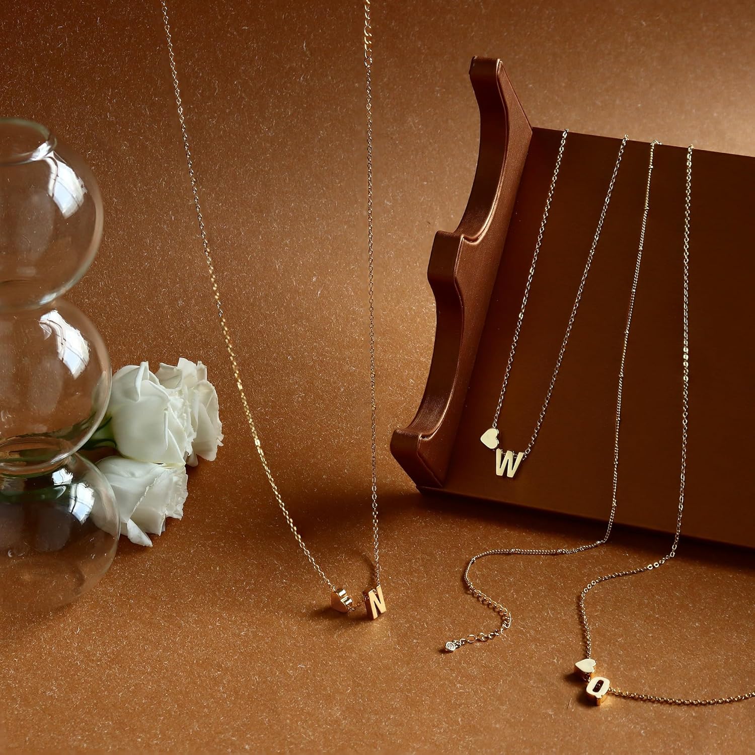 Krfy 14K Gold Plated Layered Initial Heart Necklace - Dainty Tiny Letter Heart Personalized Monogram Name Necklaces for Women Trendy Gold Plated Necklace Jewelry - Image 4