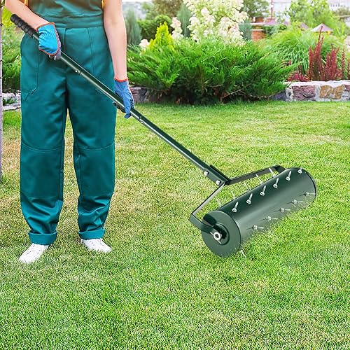 Miniatura 10 de IRONMAX Aireador de césped rodante, herramienta de empuje manual para despachar el suelo con mango ergonómico, herramienta de césped aireador de