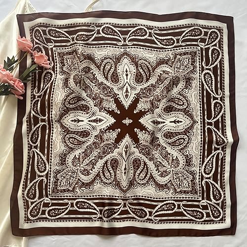 Miniatura 65 de FONYVE - Pañuelo de satén sedoso de tamaño mediano para mujer, cuadrado, 27.5 x 27.5 pulgadas