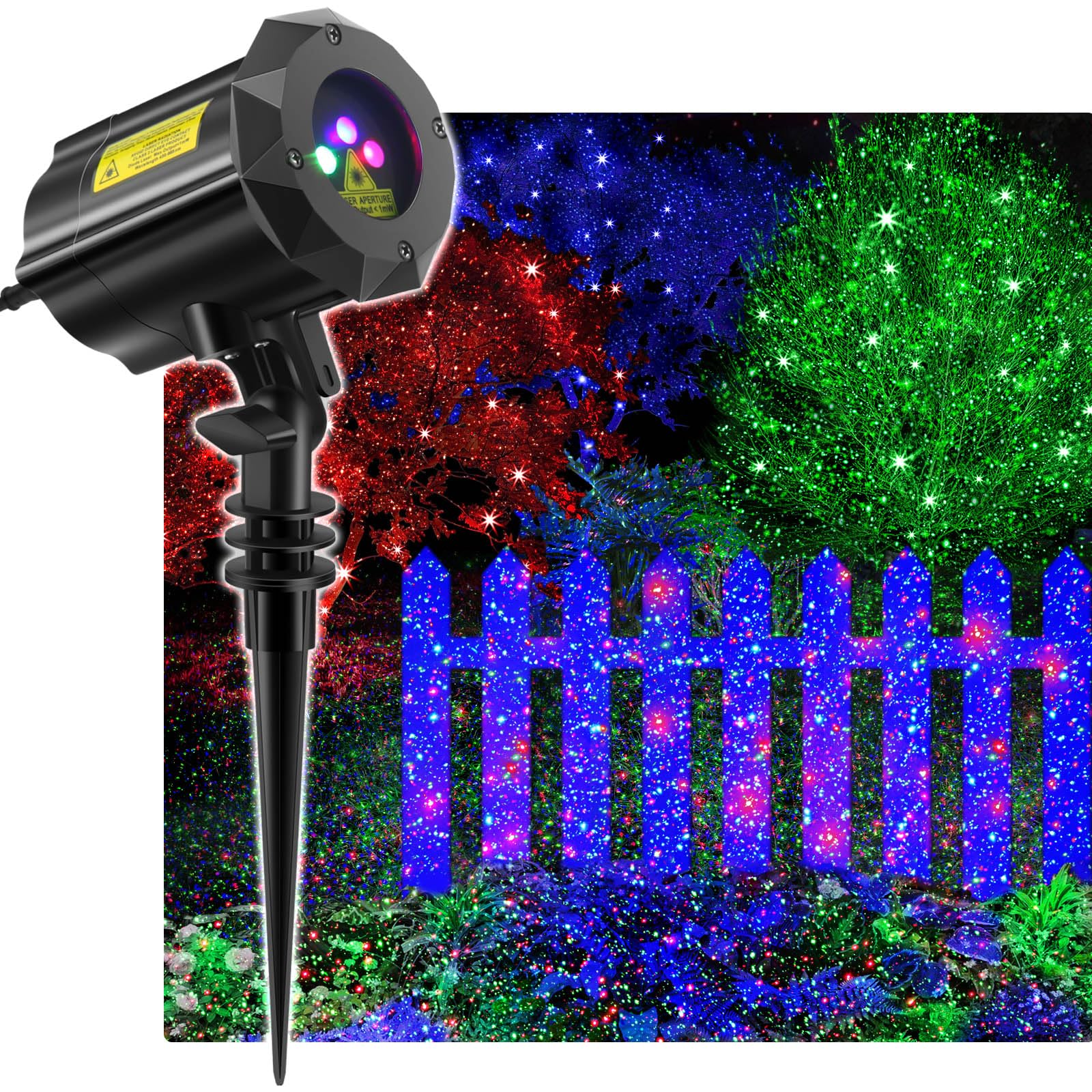 Poeland Garten Lichter Stern Weihnachten Projektor Moving Firefly Beleuchtung LEDs Farbe Blau Grün Rot