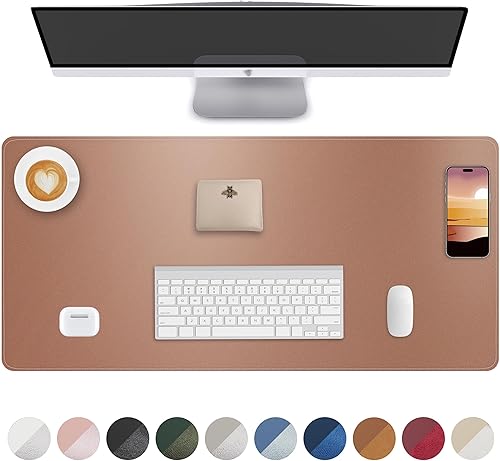 Miniatura 57 de Tapete protector para escritorio y mouse, antideslizante, de piel sintética, tapete impermeable de escritura para laptop, para oficina y hogar