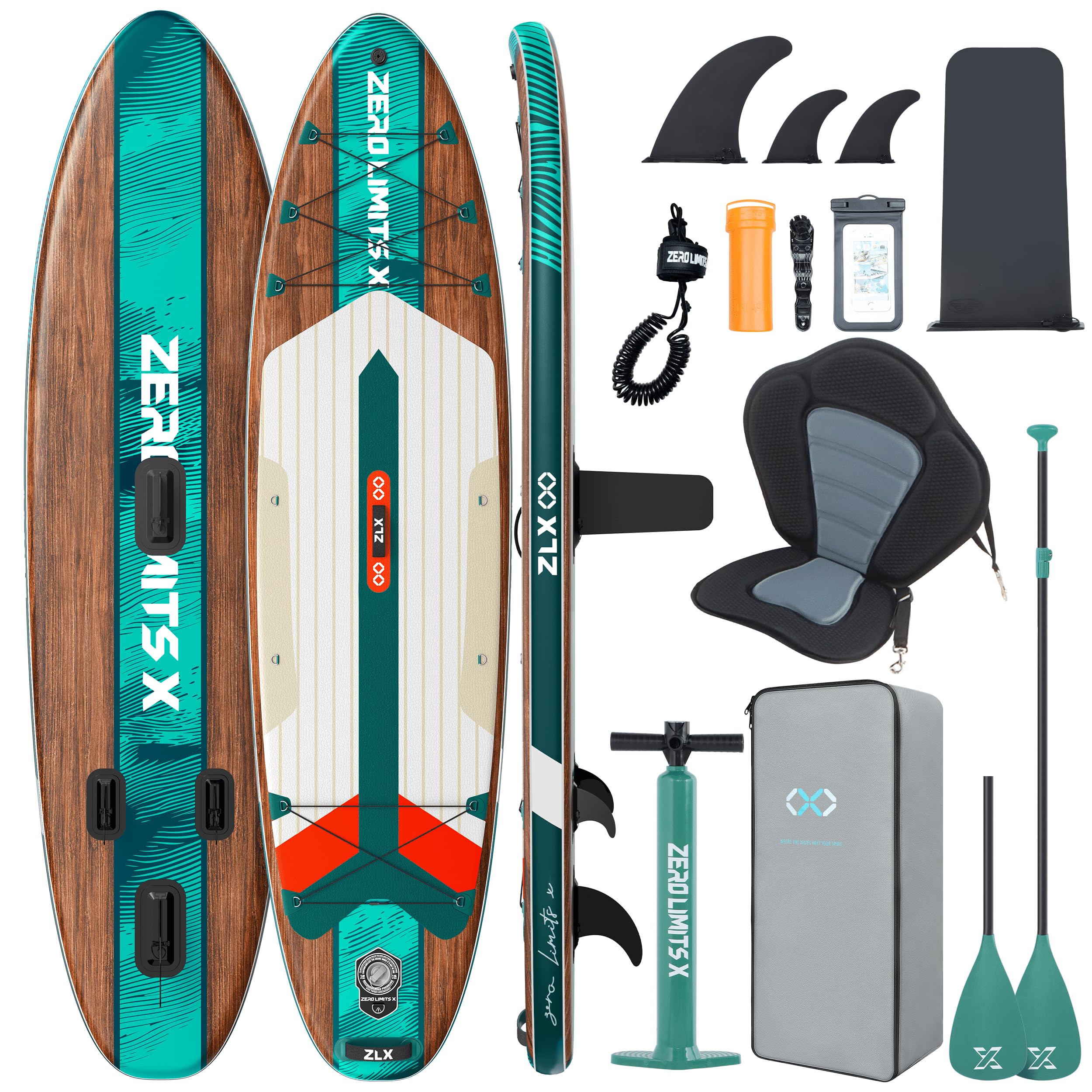 ZLX Tavola da SUP Gonfiabile con sedile per tutti i livelli di abilità, 320cm sup tavola gonfiabile con pinna di equilibrio brevettata, con Grande Stabilità