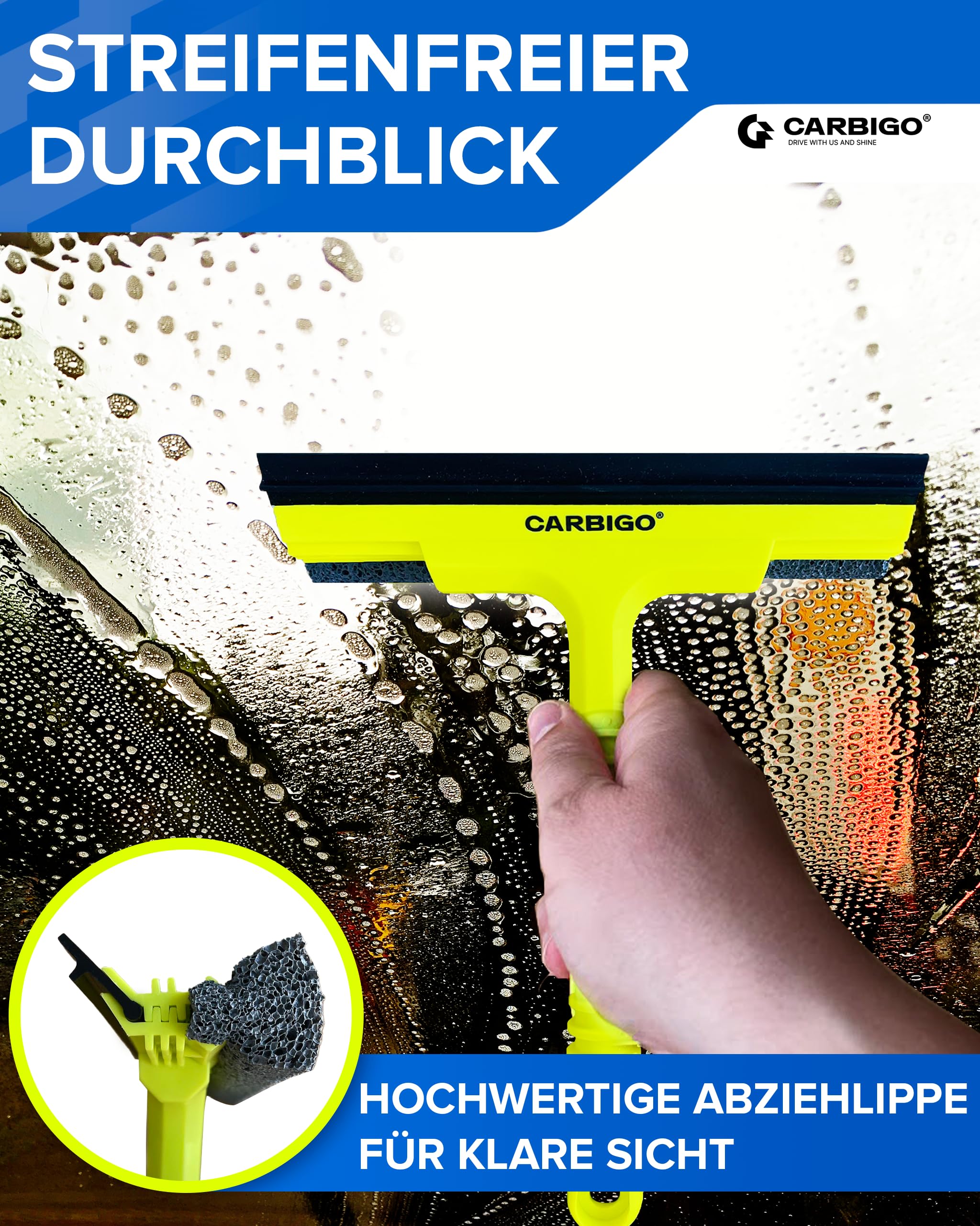 Grattoir Vitre Voiture Carbigo Extracteur De Pare-brise De Voiture Avec Grattoir à Glace I 2 En 1 Extracteur De Voiture Avec Grattoir à Vitre I Accessoires D'hiver De Voiture Pour Nettoyage Des