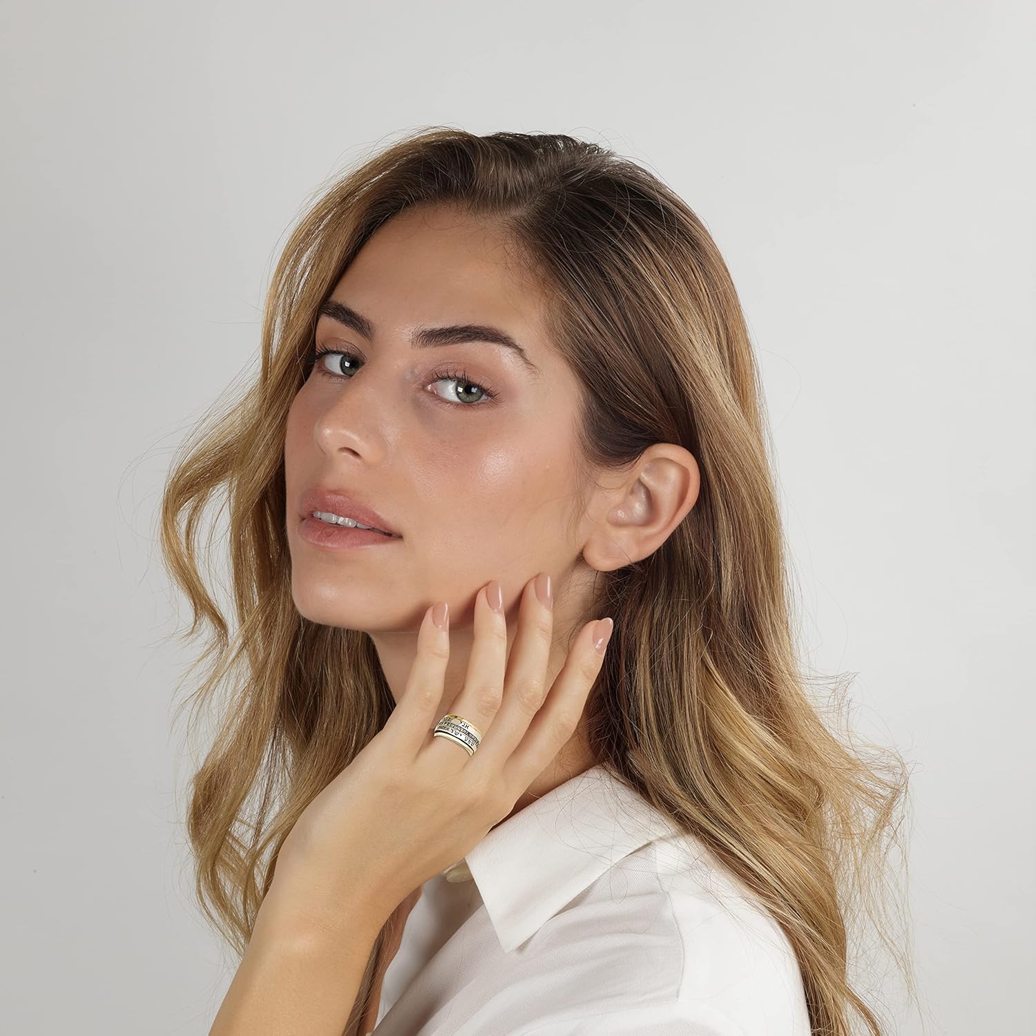 Sterling Silver 925 Solid Gold 9k Spinning Spinner - My Beloved Song of Solomon Shema Ring for Women - Israeli Jewish Gifts Kabbalah Blessing Holy Land Bible Hebrew Cubic Zirconia