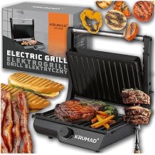 KRUMAD Contact Grill 2000 W Sandwich Maker Electric Grill Mini 2-Slice Non-Stick Coating Ideal for Sandwiches Paninis and More Compact Size for Home Use Easy Operation