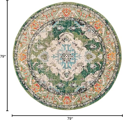 Miniatura 383 de Safavieh Tapete de área grande, colección Monaco, 11 pies x 15 pies, azul marino y celeste, diseño desgastado de medallón, no desprende pelusa