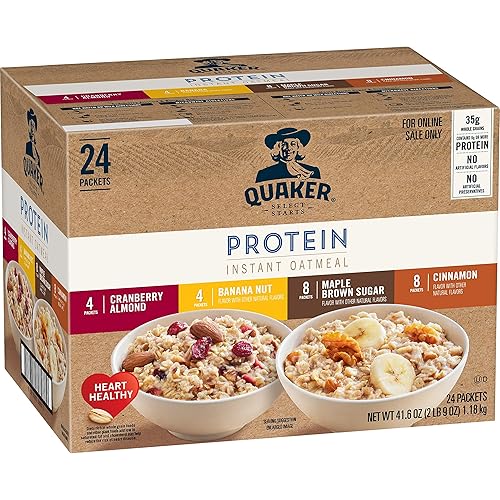 Quaker Avena instantánea paquete variado de proteínas de 4 sabores 025oz de proteína paquetes individuales 24 unidades