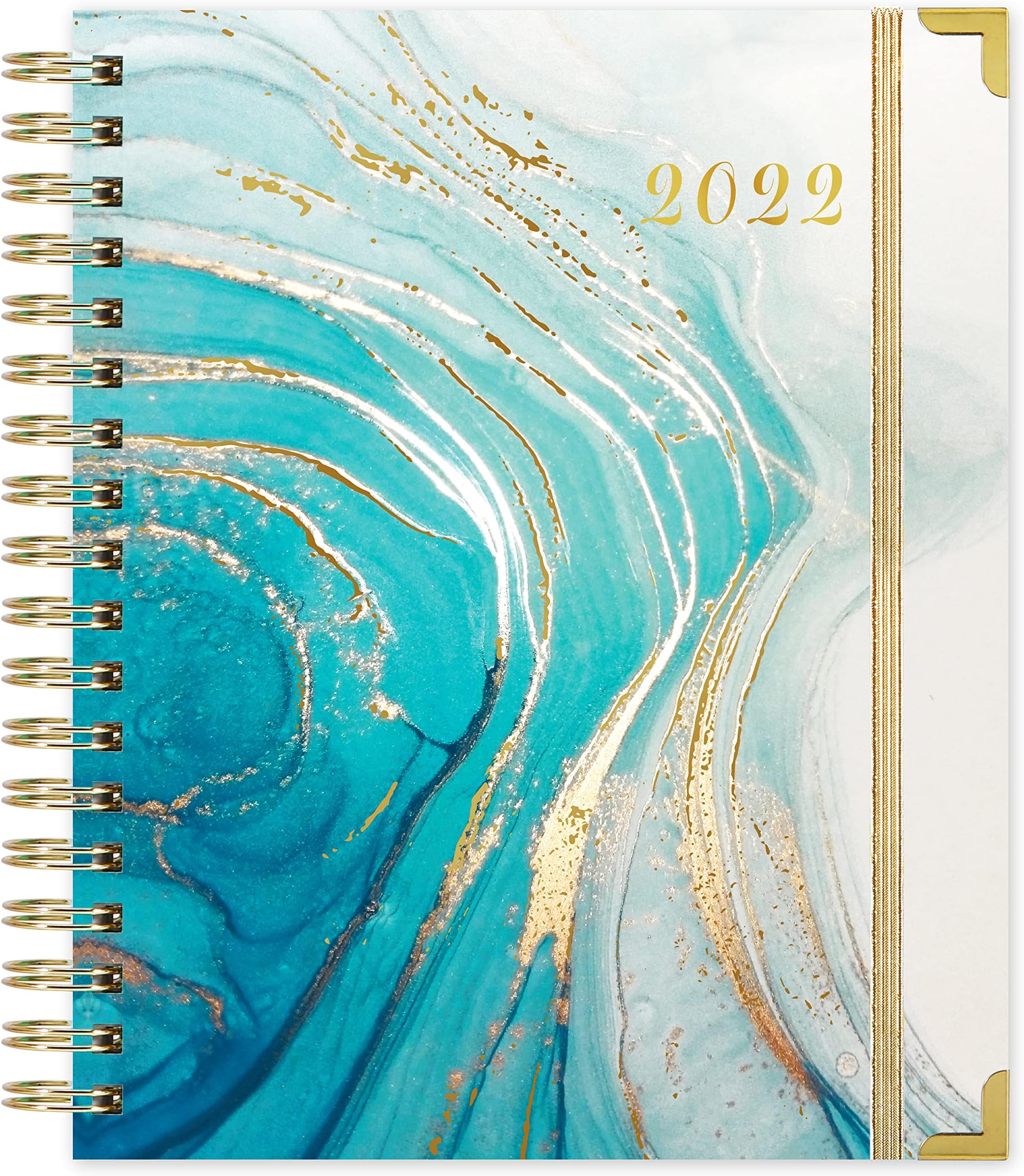 Planner 2022 - Academic Planner 2022 Weekly & Monthly, Jan. 2022 - Dec. 2022, 8" x 10", Tabs, Pocket, Luxury Vegan Cardboard, Ruler, Twin-Wire Binding, Thick Paper, 15 Note Pages