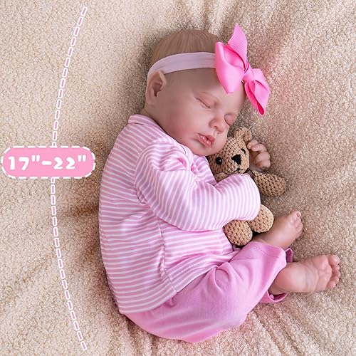 Miniatura 4 de EKOKIZ Ropa de muñecas Reborn para niña, ropa de bebé rosa, ropa de muñeca de 17 a 22 pulgadas, conjunto de accesorios para muñecas realistas recién