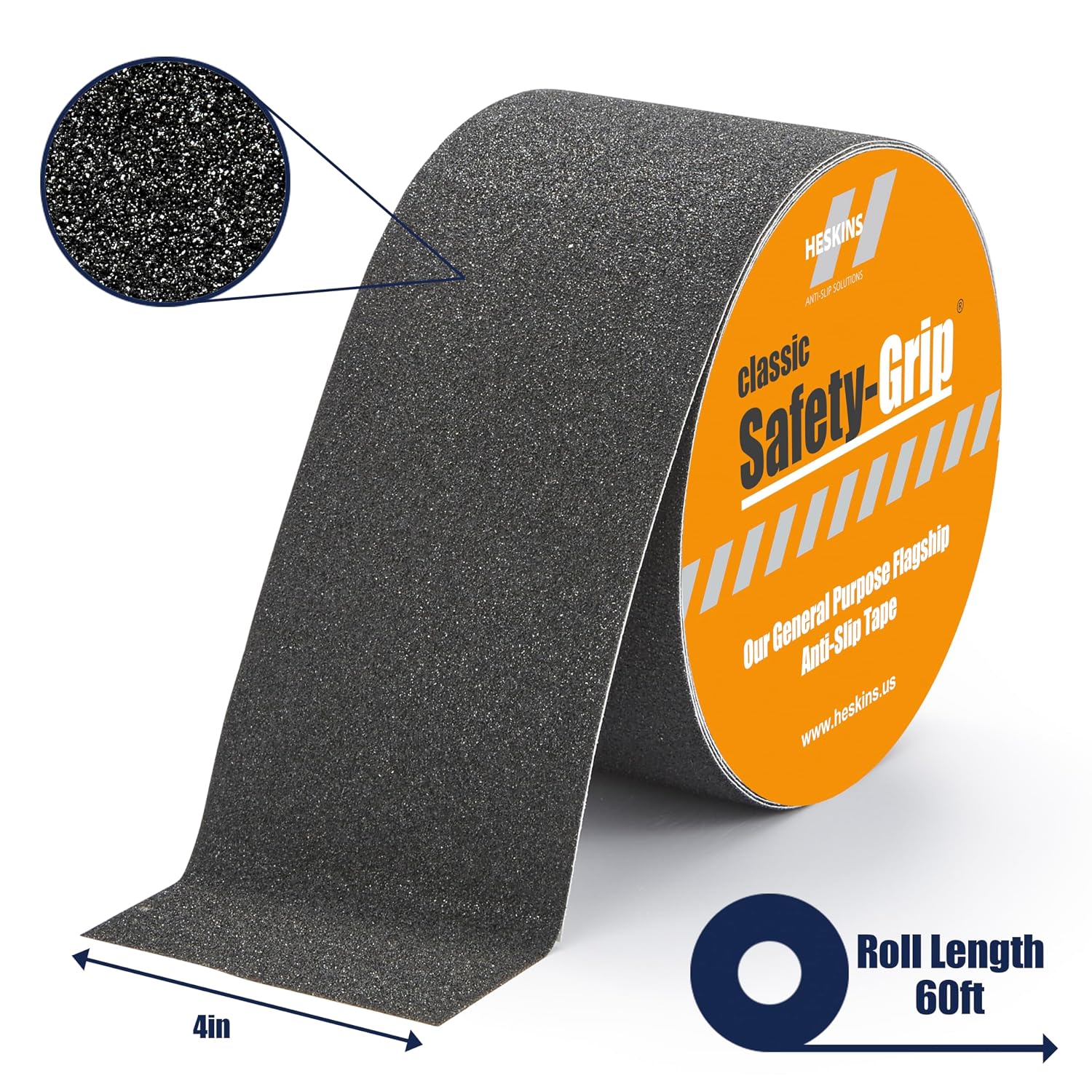 Heskins LLC Black Standard Anti Slip Grip Tape (Black Standard Anti Slip Grip Tape, 4" x 60ft)