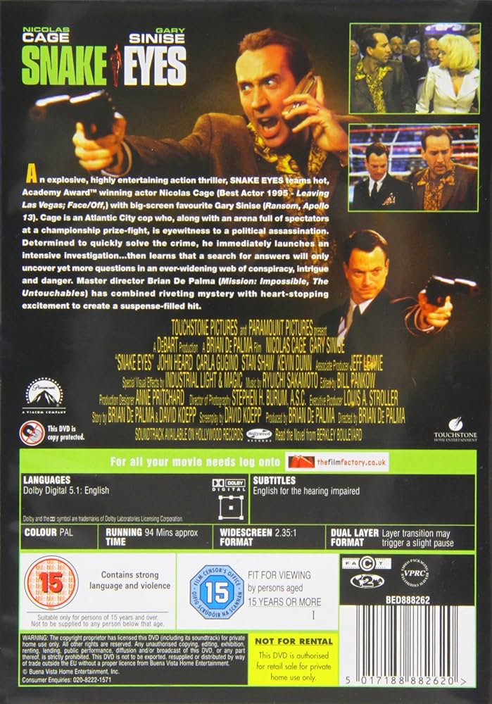 Amazon.com: Snake Eyes [Region 2] : Nicolas Cage, Gary