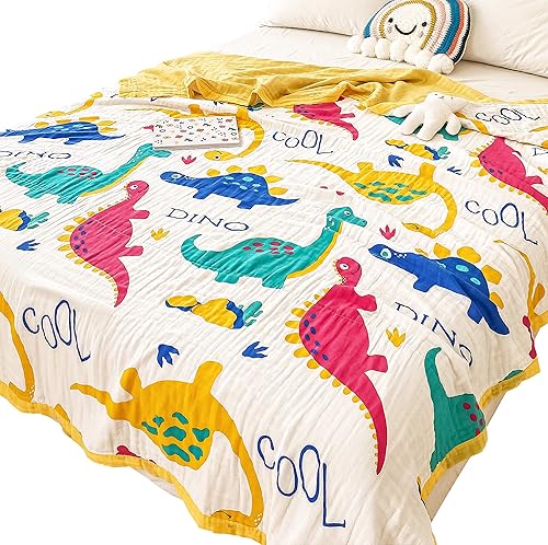 Vista 30 de J-pinno Manta reversible de muselina de estrellas y luna brillante, 100% algodón, 6 capas, manta suave y cálida, para sofá y niños pequeños, sábana