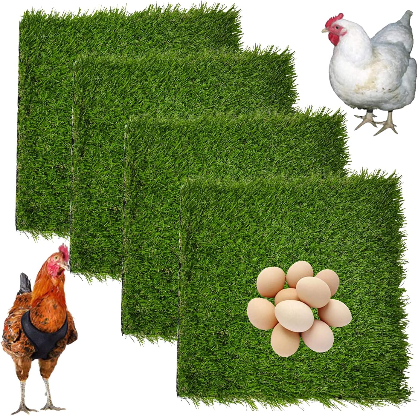 Hamiledyi Chicken Nesting Pads, Artificial Grass Rug Carpet Synthetic Turf Mats Nest Bedding for Chicken Coop Pet Garden Lawn 12"x12" (4PCS)